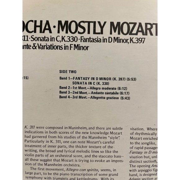 Vintage Classical Vinyl "Mostly Mozart" Alicia de Larocha Mozart Piano Concertos - Picture 6 of 13
